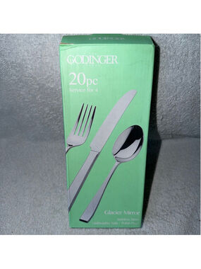 NIB Godinger Glacier Mirror 20PC Stainless Steel Polish Free Silverware Set